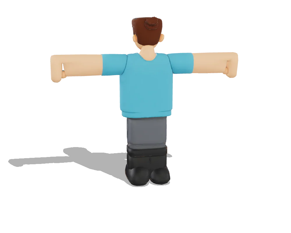Tripo P1, T-posed character: Back